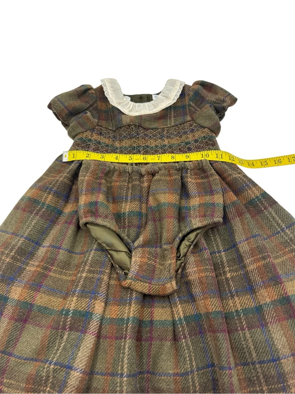 Ralph Lauren Plaid Smocked Wool Blend Dress and Bloomer Set Size 24M
